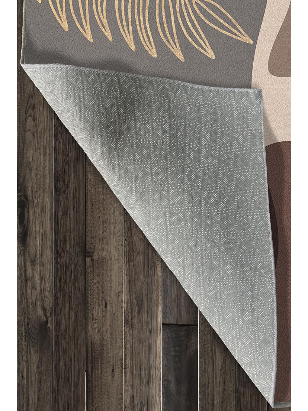 Bej Özel Tasarım, Kaymaz Taban, İnce, Yıkanabilir, Modern Halı WOOKECE1464 160x230-6