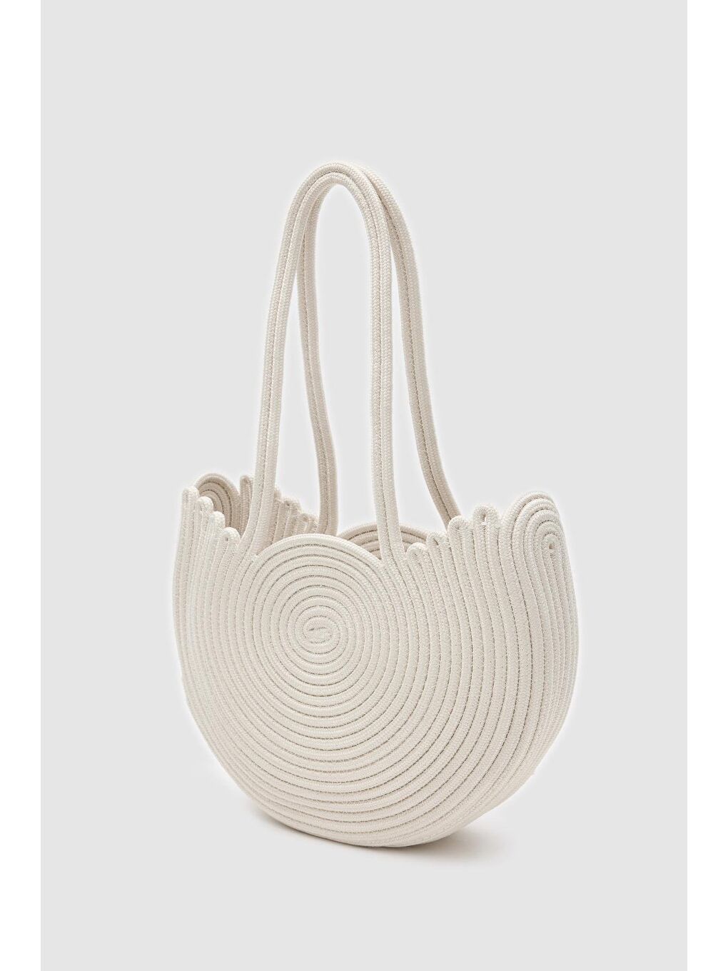 Ekru Gusta Medium Hasır Omuz Çantası Krem-2