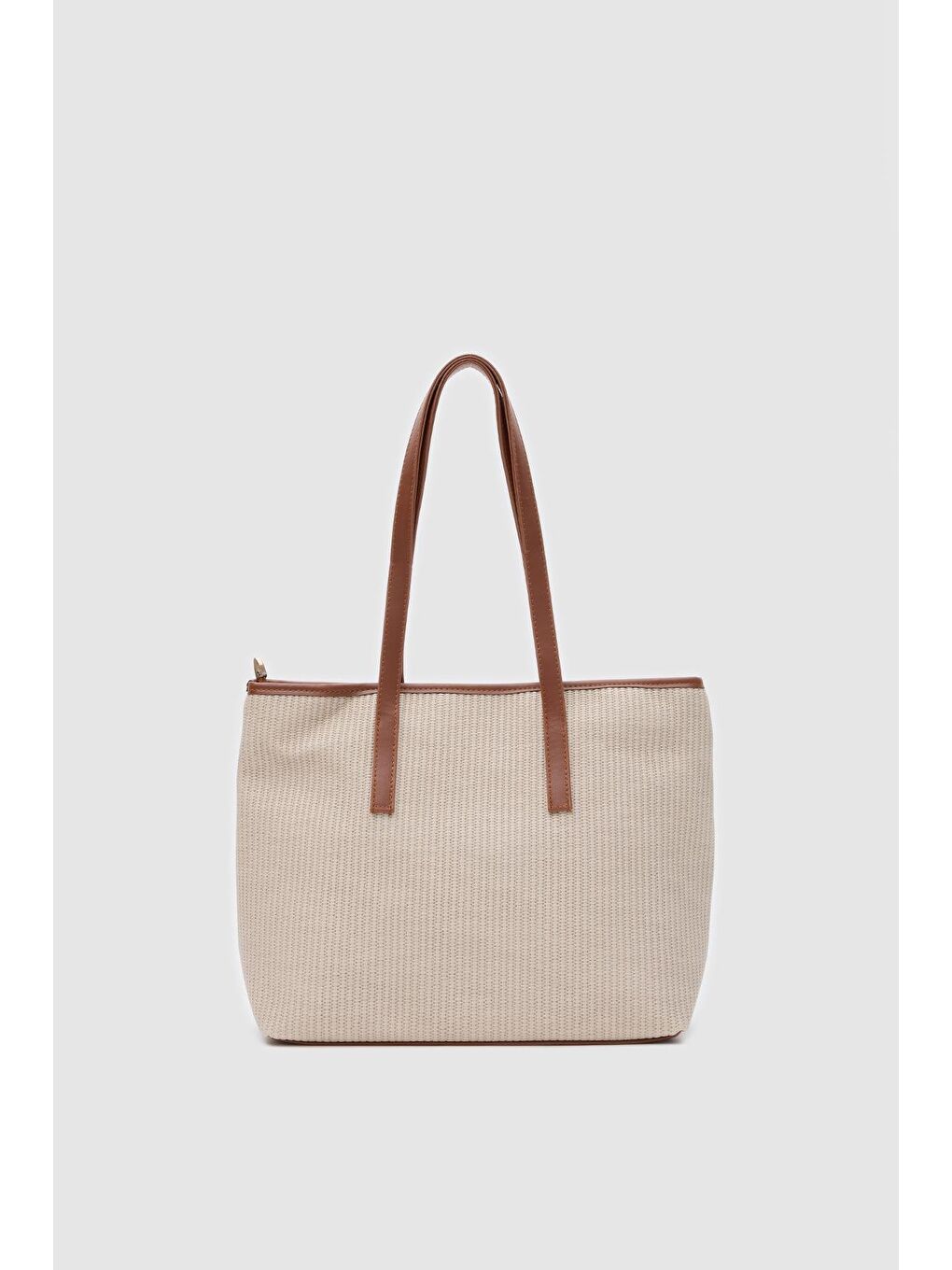 Ekru Poor Hasır Görünümlü Omuz Çantası Krem