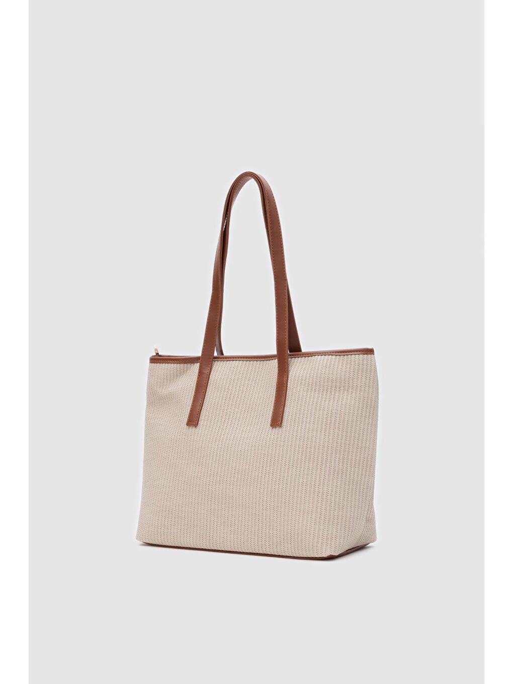 Ekru Poor Hasır Görünümlü Omuz Çantası Krem-1