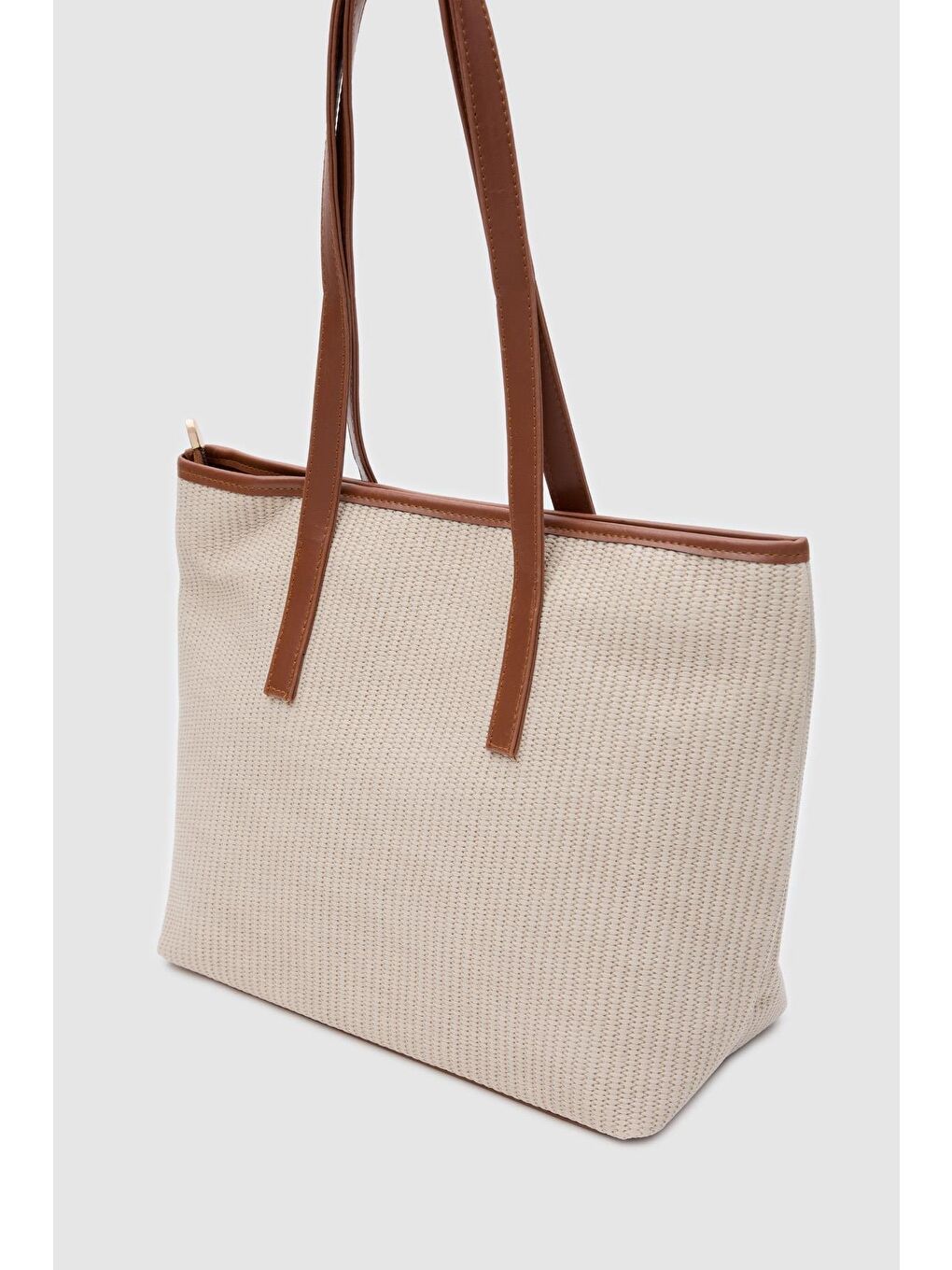 Ekru Poor Hasır Görünümlü Omuz Çantası Krem-2