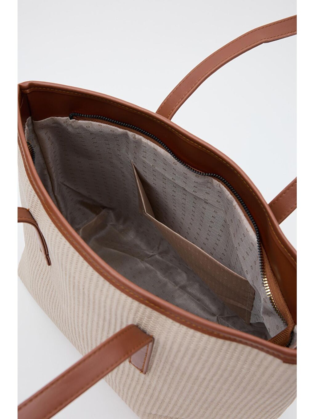 Ekru Poor Hasır Görünümlü Omuz Çantası Krem-4