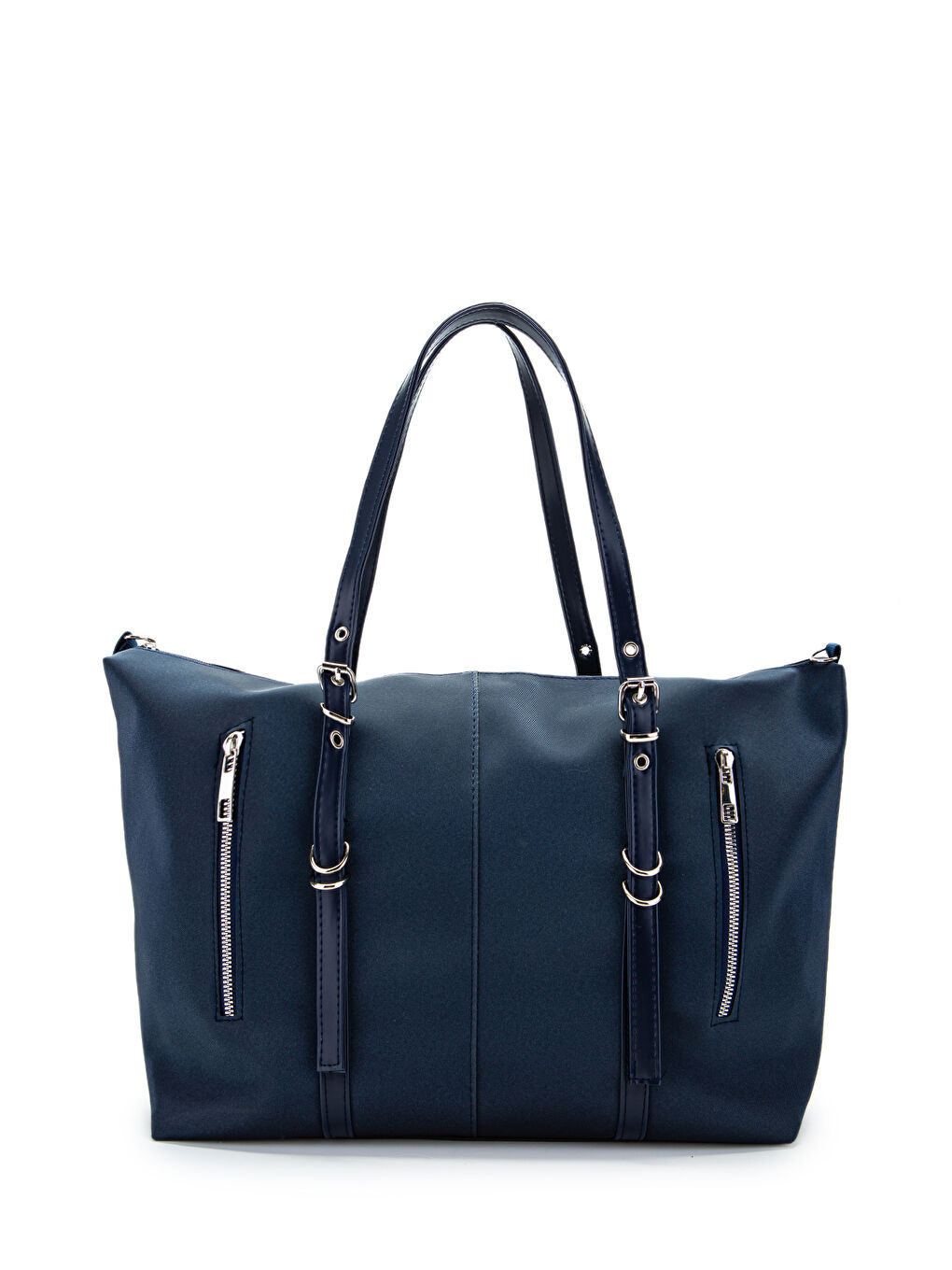 Cep Detaylı Suni Deri Kadın Kol Çanta London Lacivert