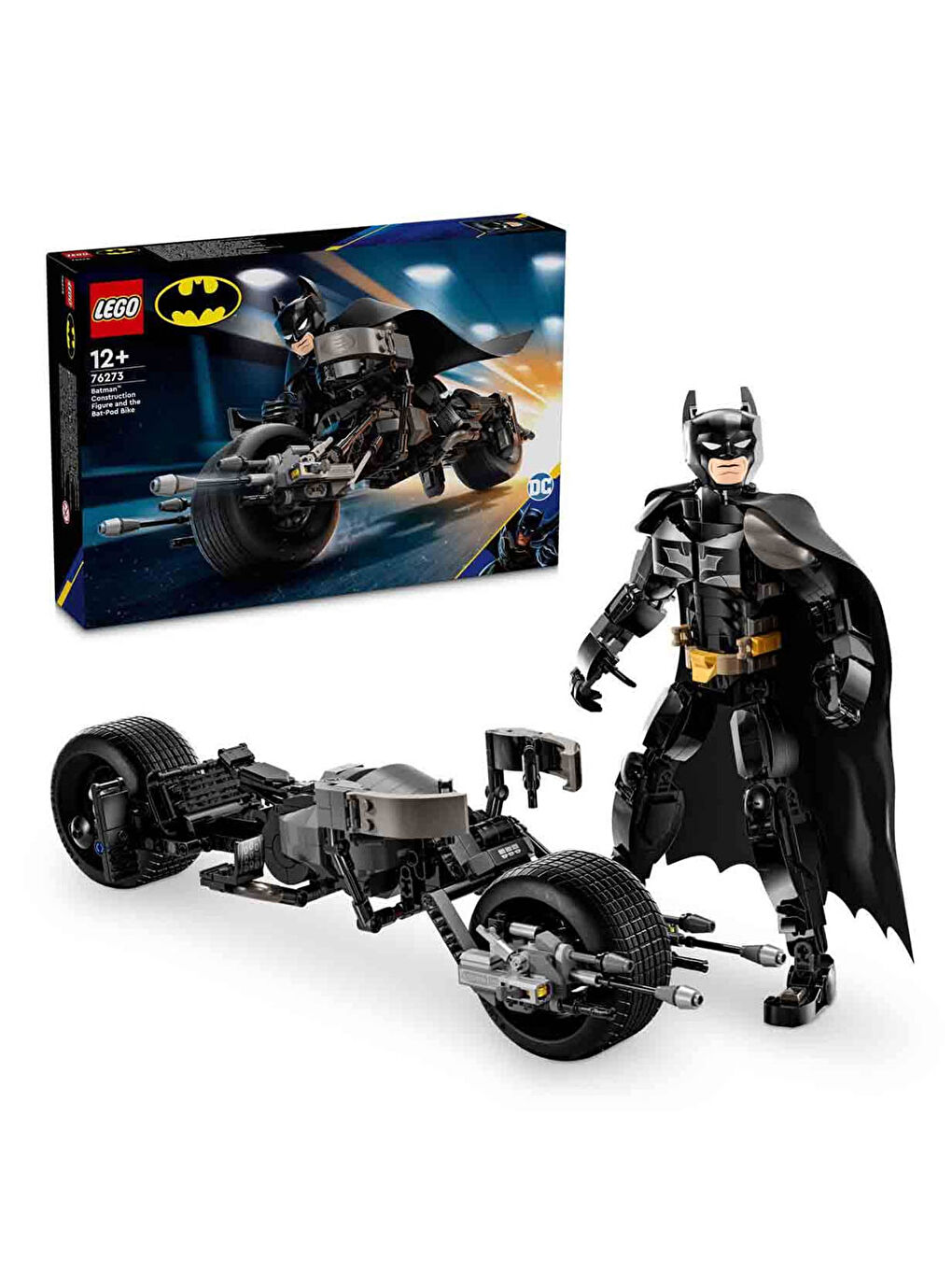 Lego Renksiz DC Batman Batman Yapım Figürü ve Bat-Pod Motosiklet 76273