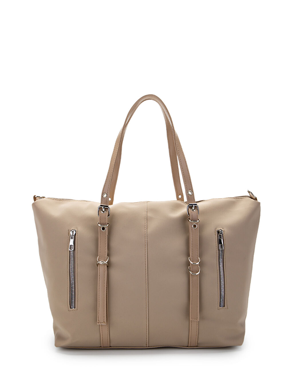 Ekru Cep Detaylı Suni Deri Kadın Kol Çanta London Krem