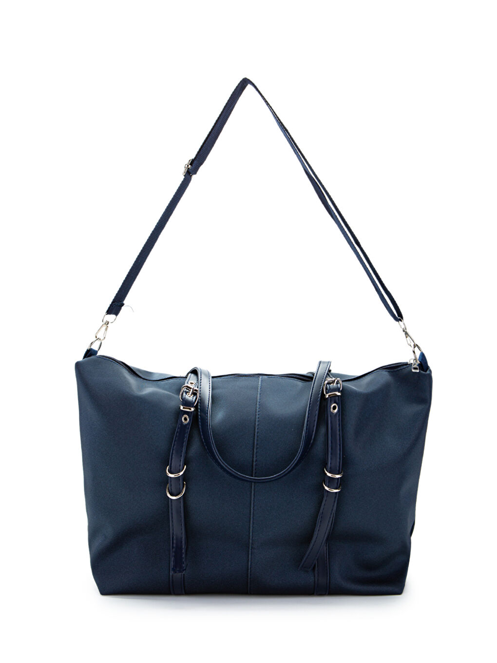 Cep Detaylı Suni Deri Kadın Kol Çanta London Lacivert-3