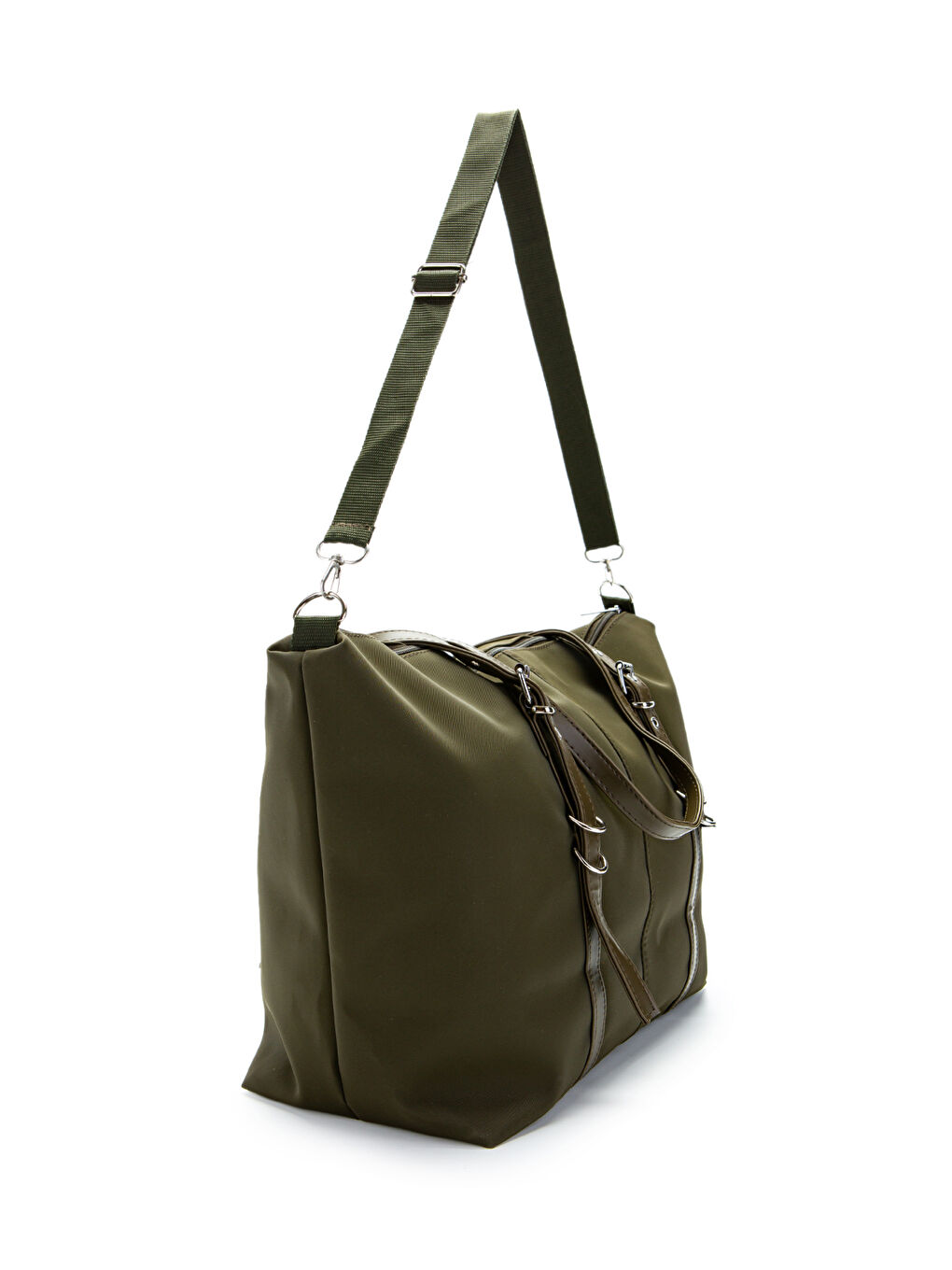 Cep Detaylı Suni Deri Kadın Kol Çanta London Haki-2