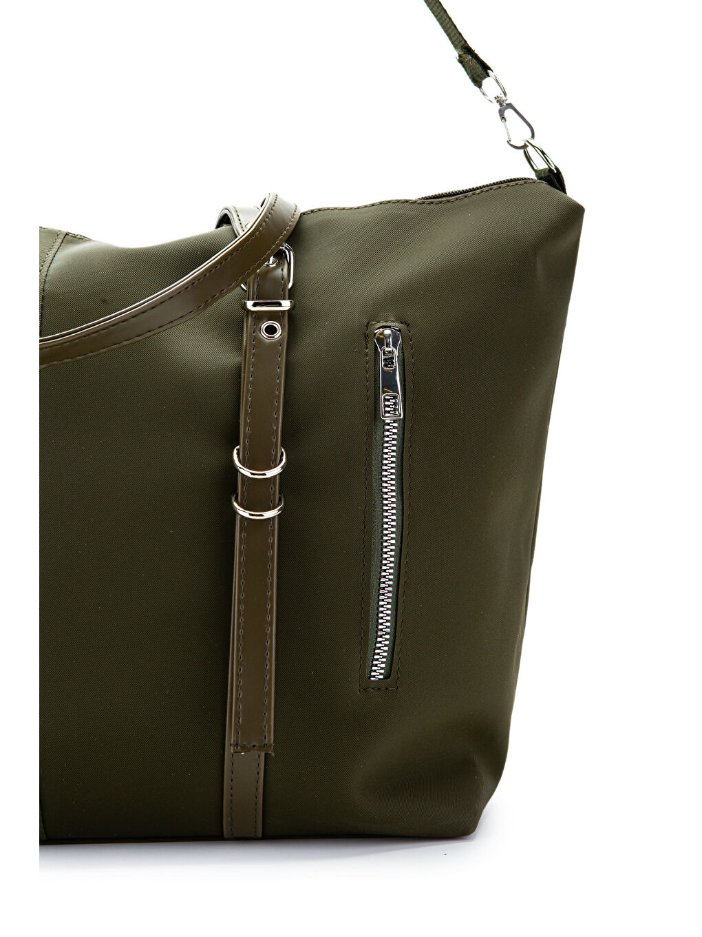 Cep Detaylı Suni Deri Kadın Kol Çanta London Haki-5