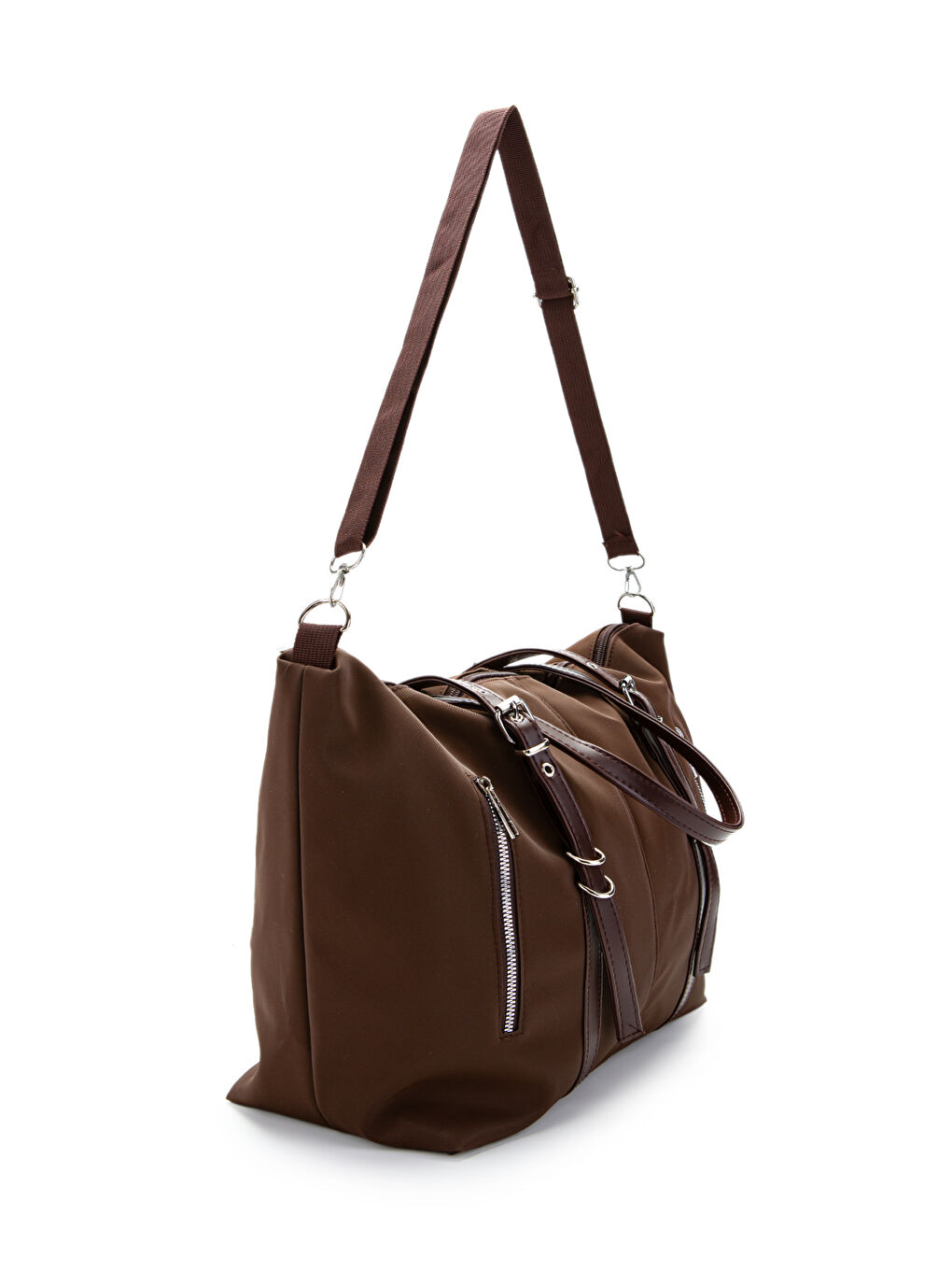 Cep Detaylı Suni Deri Kadın Kol Çanta London Kahverengi-2