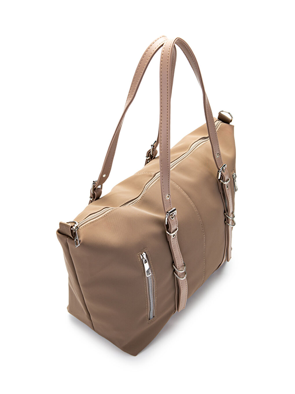 Bej Cep Detaylı Suni Deri Kadın Kol Çanta London Vizon-2