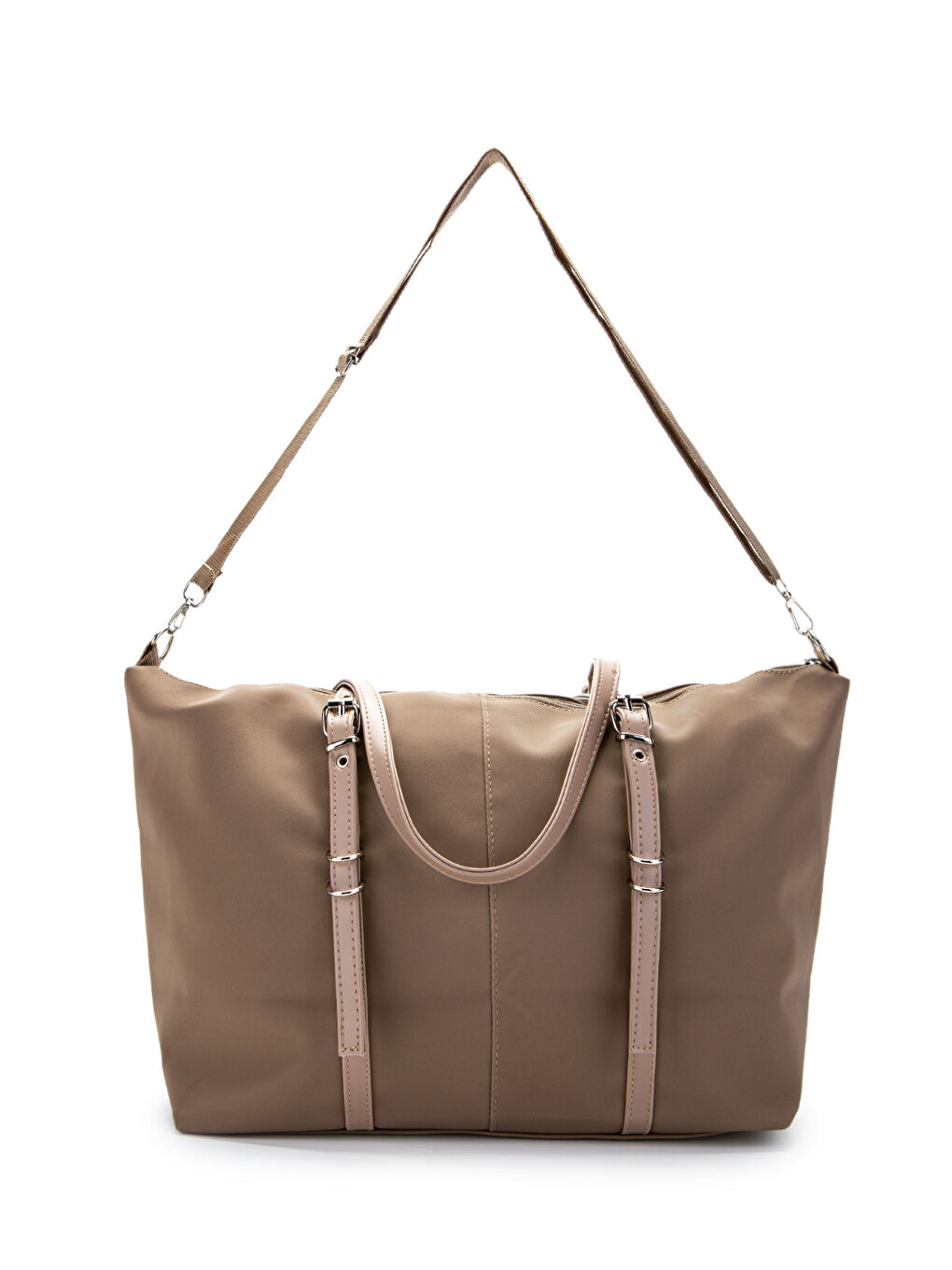 Bej Cep Detaylı Suni Deri Kadın Kol Çanta London Vizon-3