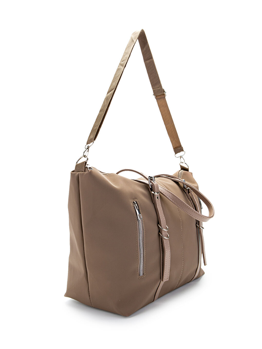 Bej Cep Detaylı Suni Deri Kadın Kol Çanta London Vizon-4