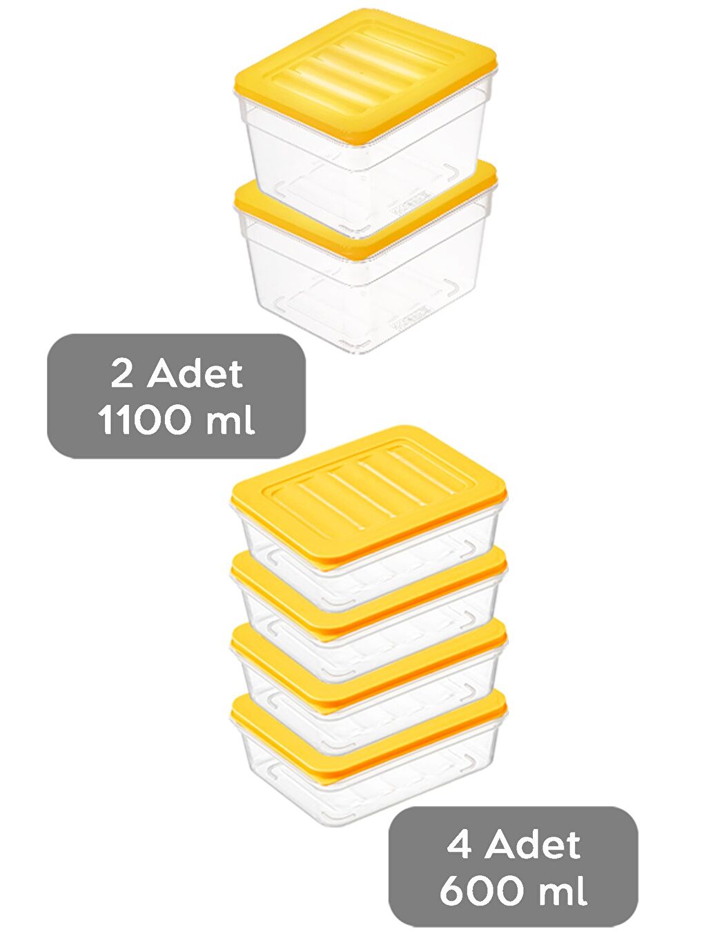 6'lı Mikrodalga Uyu mlu Organizer Set Düzenleyici Gıda Erzak Saklama Kabı Derin ve Sığ S Sarı-1