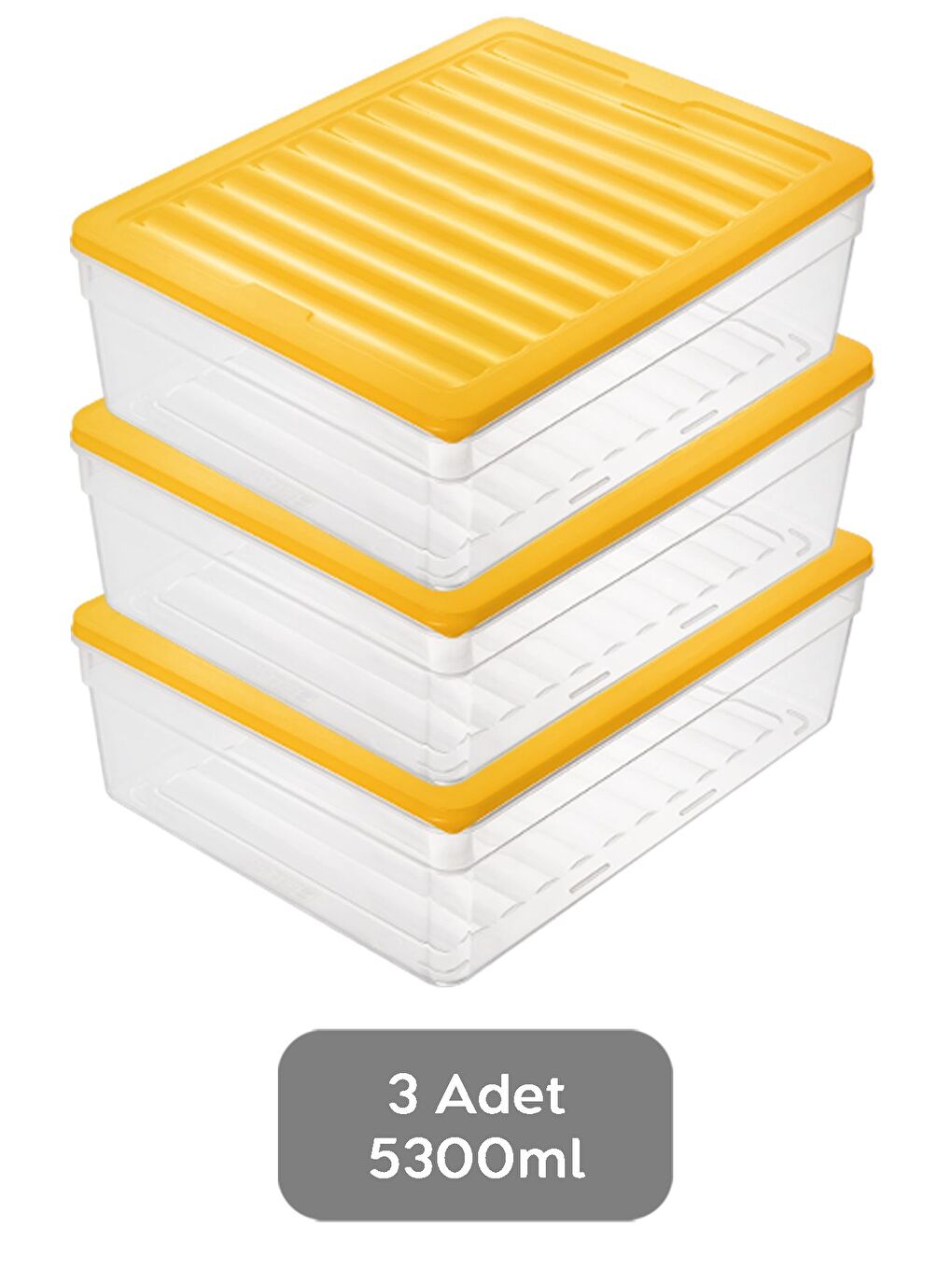 3'lü Derin Buzdolabı Organizer Set 5300 ml Sarı-1