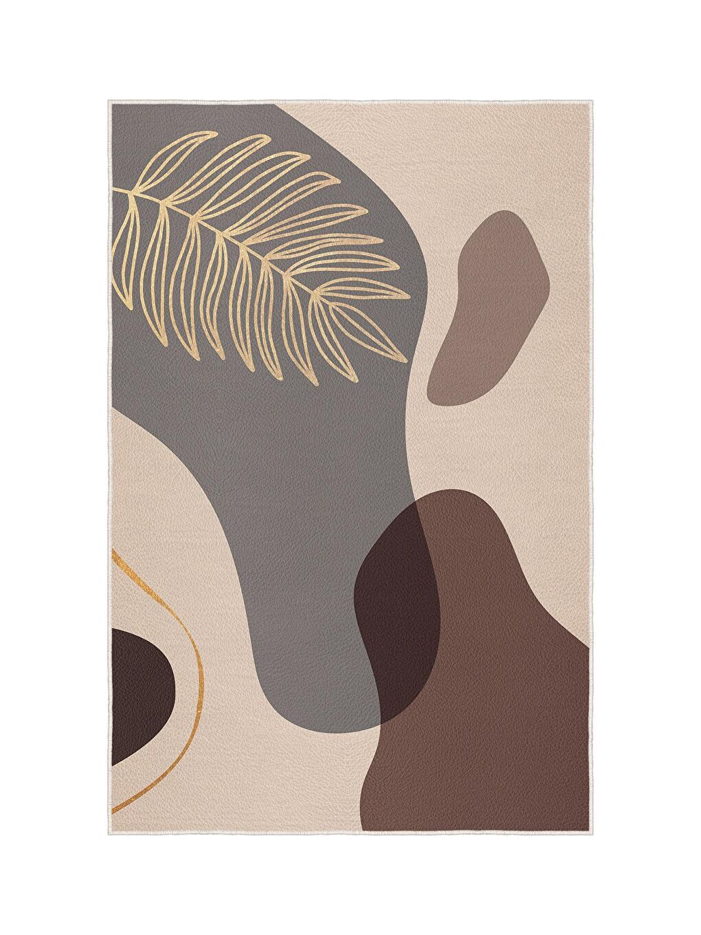 Bej Özel Tasarım, Kaymaz Taban, İnce, Yıkanabilir, Modern Halı WOOKECE1464 80x150-3