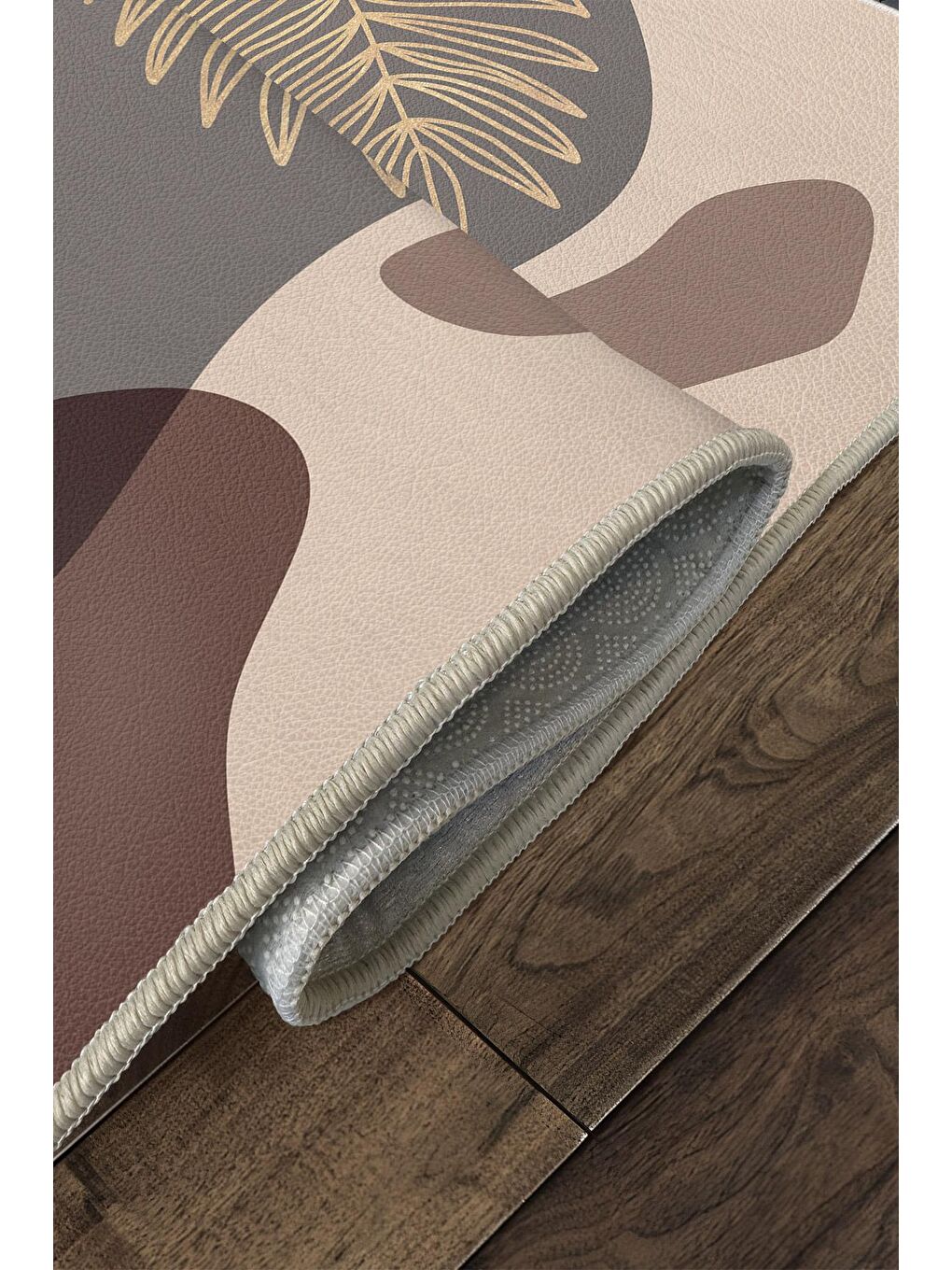 Bej Özel Tasarım, Kaymaz Taban, İnce, Yıkanabilir, Modern Halı WOOKECE1464 80x150-4