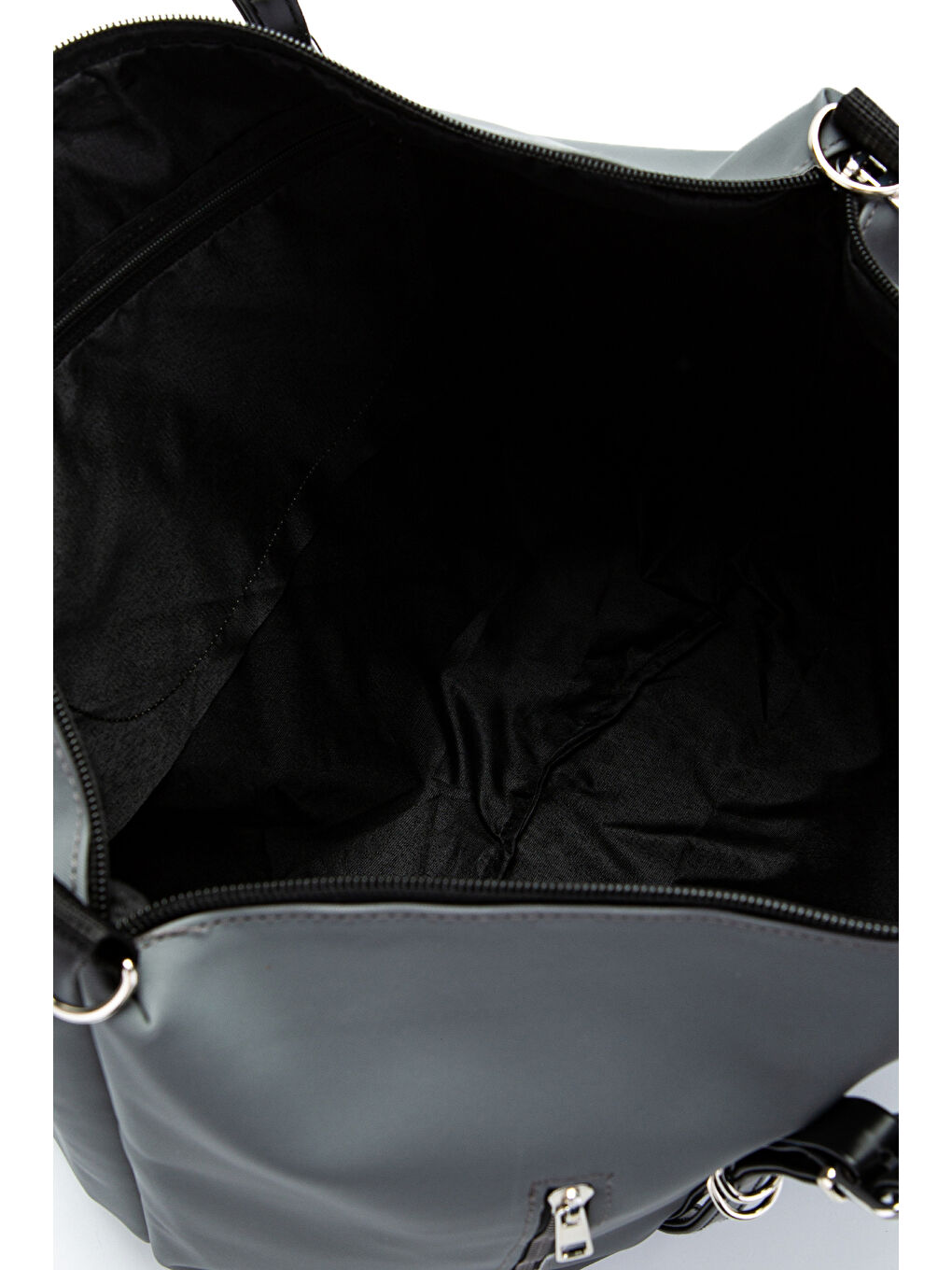 Cep Detaylı Suni Deri Kadın Kol Çanta London Gri-6