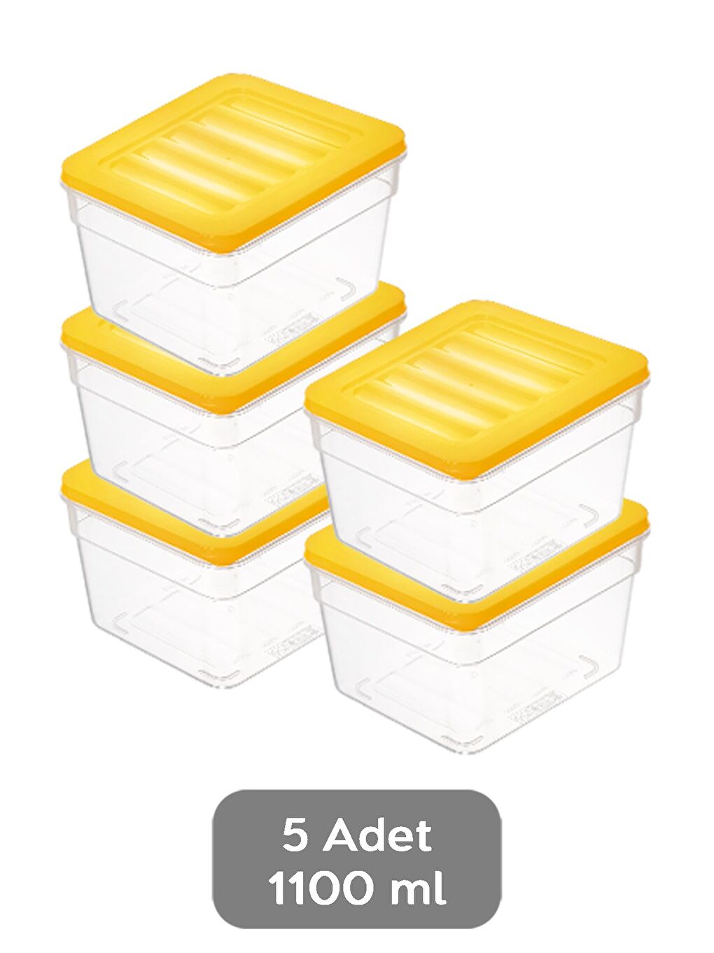 5'li Derin Mikrodalga Uyu mlu Organizer Set Düzenleyici Gıda Erzak Saklama Kabı 1100 ml Sarı-1