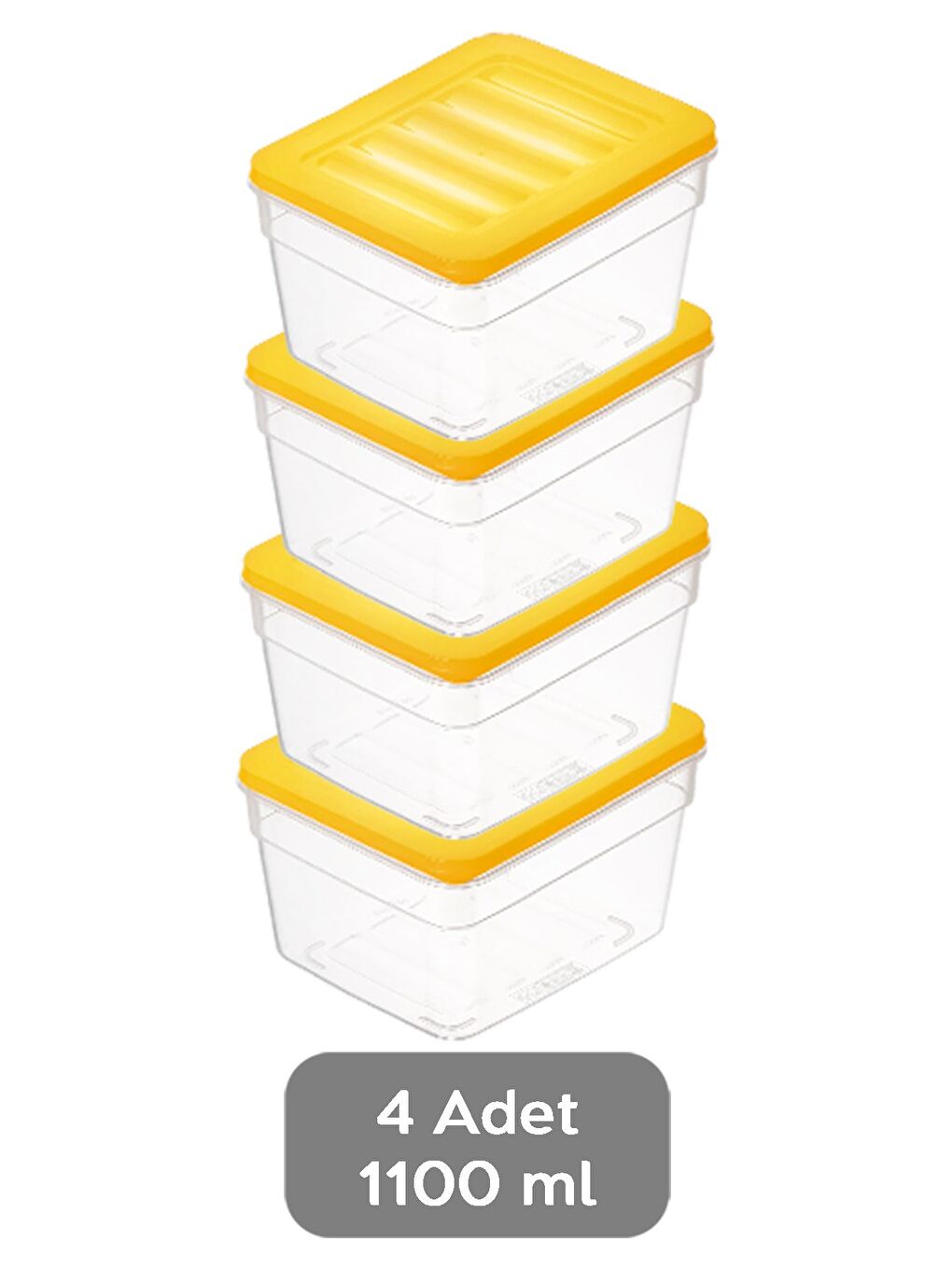 4'lü Derin Buzdolabı Organizer Set 1100 ml Sarı-1