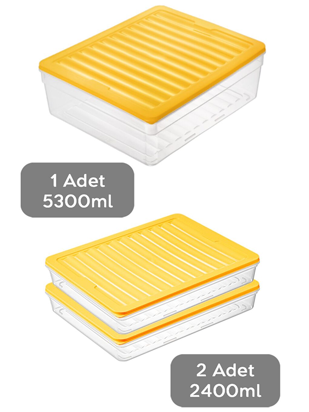 3'lü Mikrodalga Uyu mlu Organizer Set Düzenleyici Gıda Erzak Saklama Kabı Derin ve Sığ xL Sarı-1