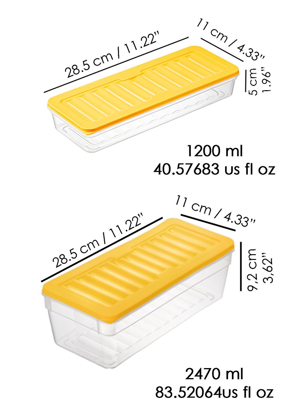 4'lü Buzdolabı Düzenleyici Organizer Set Saklama Kabı Derin ve Sığ Mikrodalga Difriz Kabı L Sarı-2