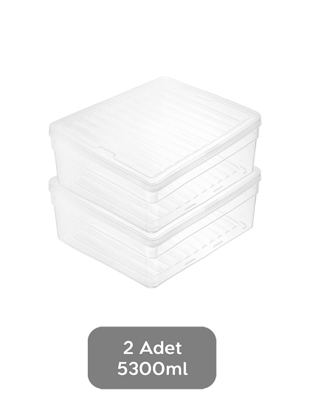 Renksiz 2'li Derin Mikrodalga Uyu mlu Erzak Gıda Saklama Kabı Şeffaf Kapak Düzenleyici Organizer Set 5300 ml-1