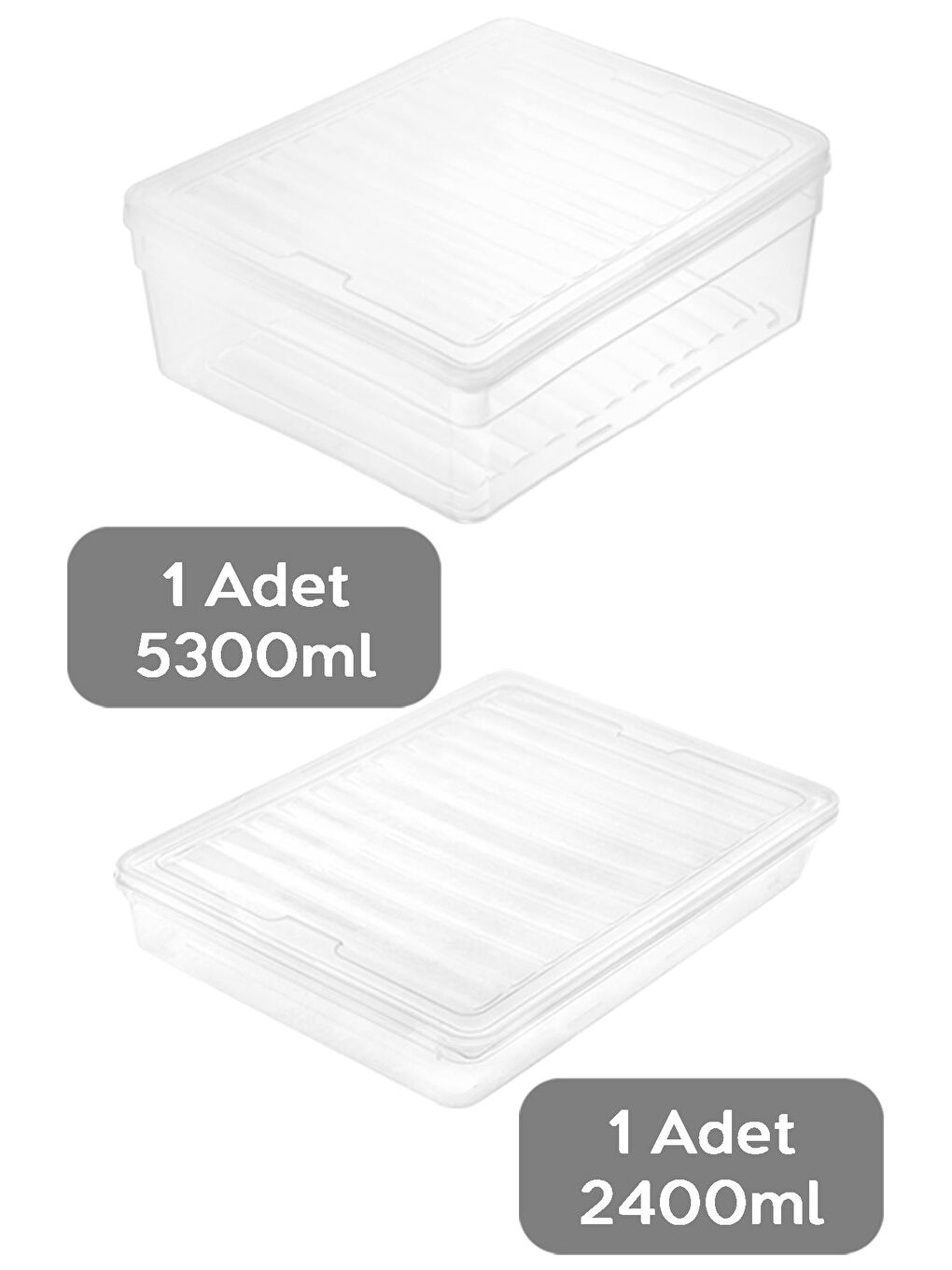 Renksiz 2'li Derin ve Sığ Erzak Saklama Kabı Seti Şeffaf Kapak Mikrodalga Uyu mlu Düzenleyici Organizer xL-1