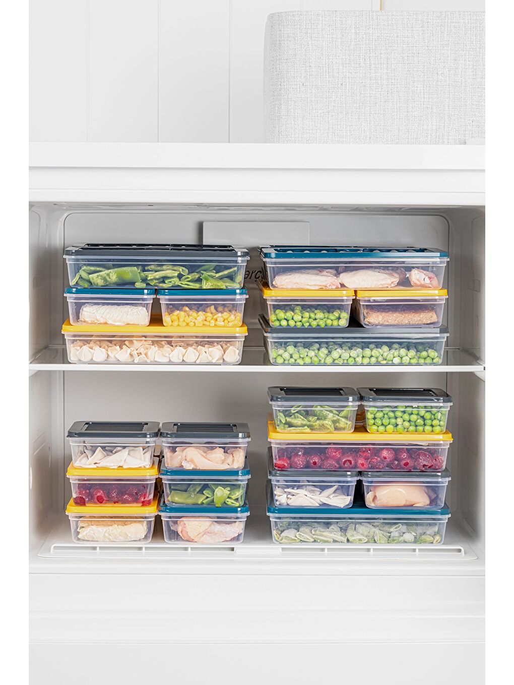 Renksiz 4'lü Derin Mikrodalga Uyu mlu Erzak Gıda Saklama Kabı Şeffaf Kapak Düzenleyici Organizer Set 5300 ml-4