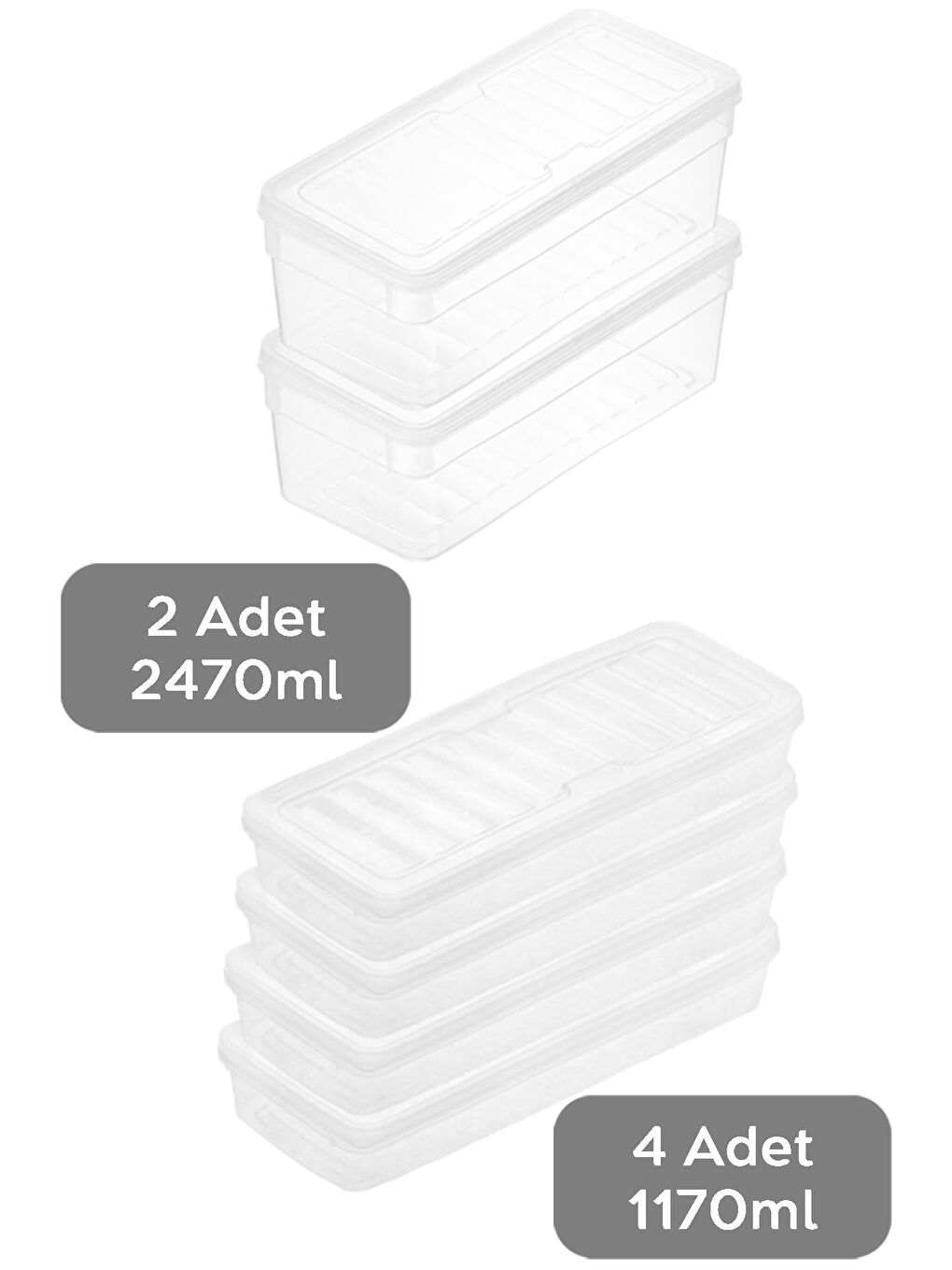 Renksiz 6'lı Derin ve Sığ Seti Şeffaf Kapaklı Düzenleyici Organizer L-1