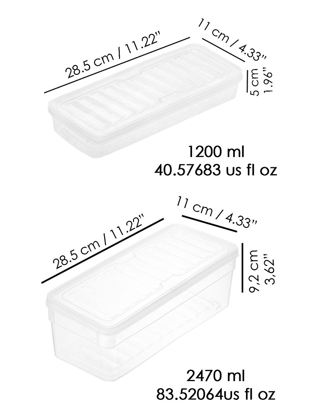 Renksiz 6'lı Derin ve Sığ Seti Şeffaf Kapaklı Düzenleyici Organizer L-6