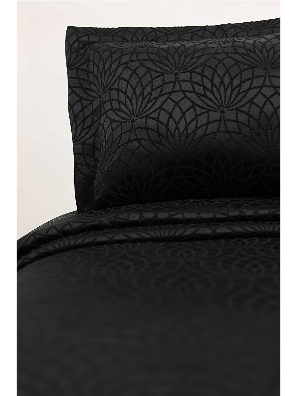 Yatak Örtüsü Takımı Çift Kişilik Jakar Şönil Kumaş Garden Antrasit-1