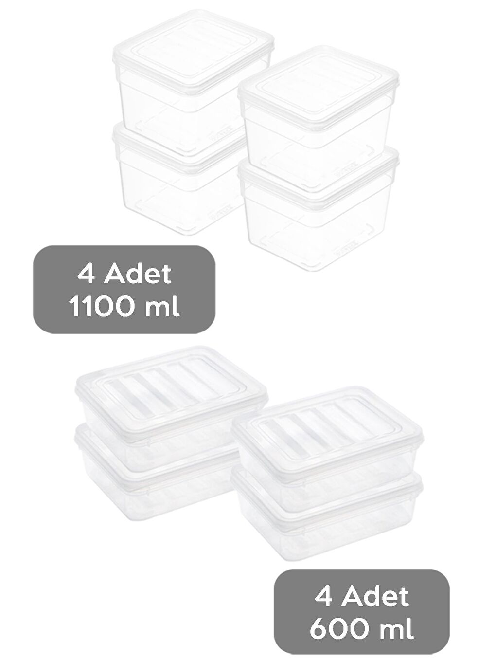 Renksiz 8 li Derin ve Sığ Seti Şeffaf Kapak Düzenleyici Mutfak Organizer S-1