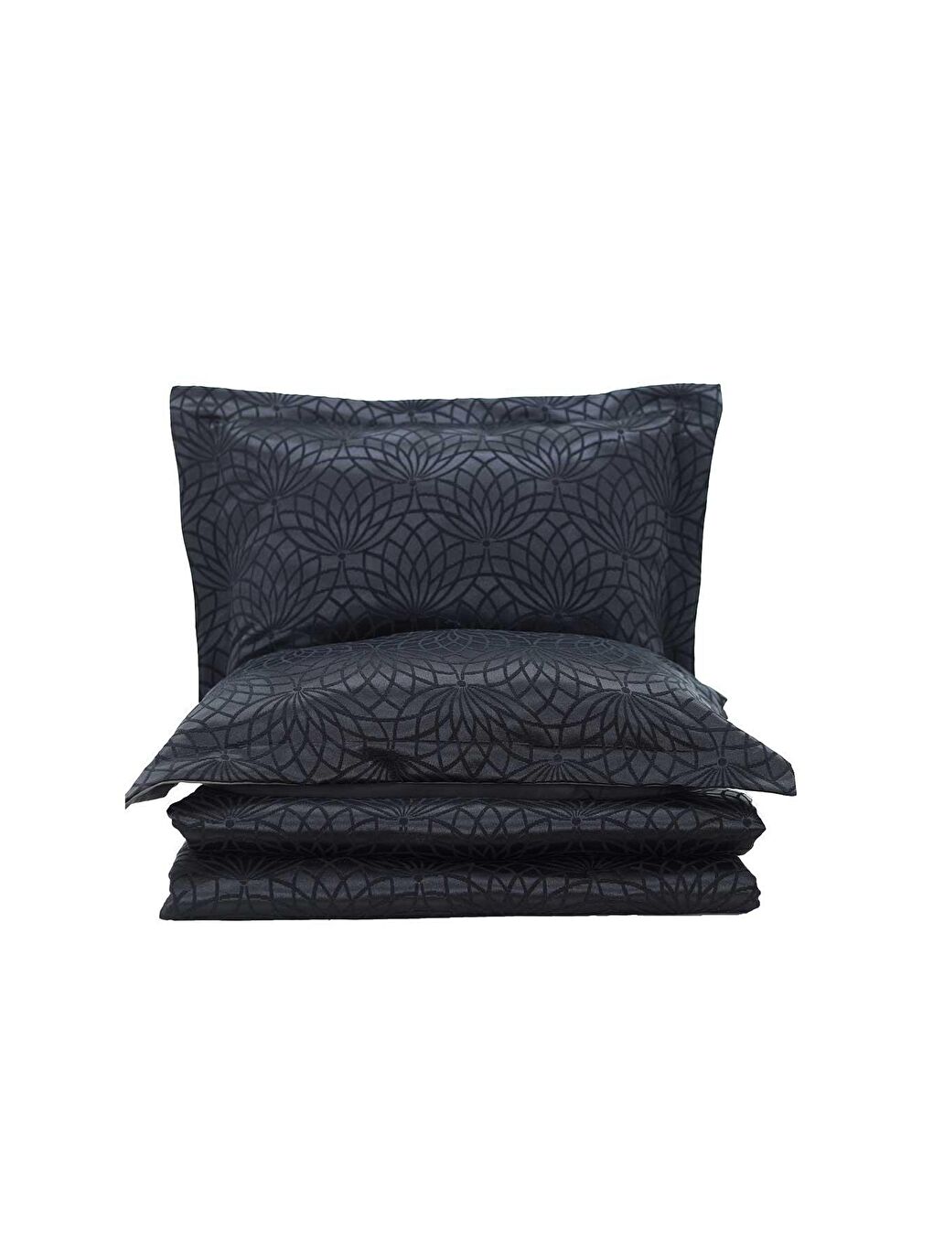 Yatak Örtüsü Takımı Çift Kişilik Jakar Şönil Kumaş Garden Antrasit-2