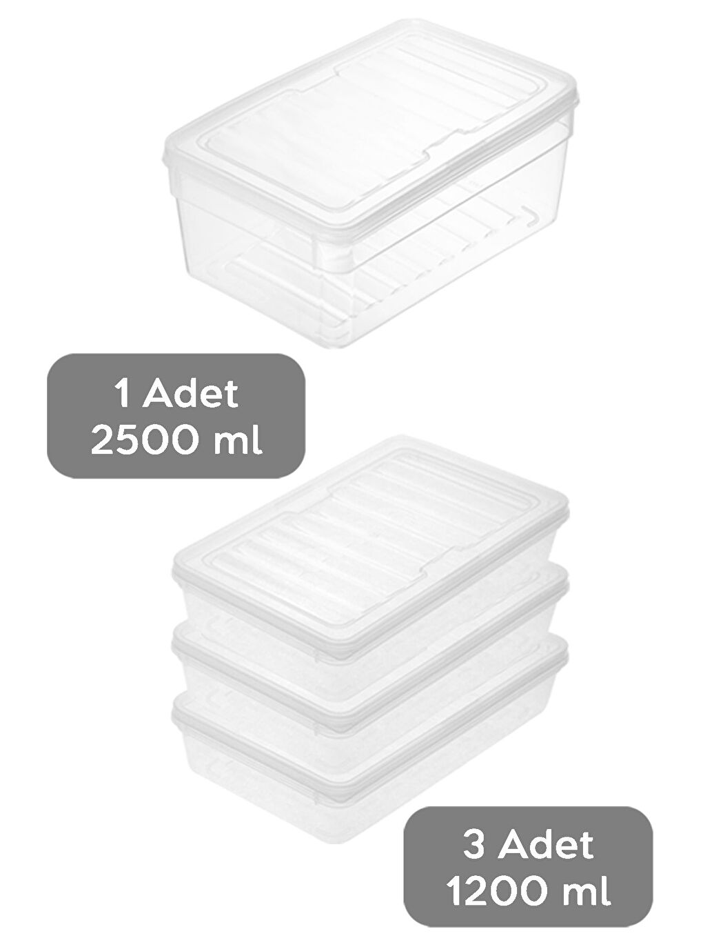 Renksiz 4'lü Derin ve Sığ Erzak Saklama Kabı Seti Şeffaf Kapaklı Mikrodalga Uyu mlu Düzenleyici Organizer M-1