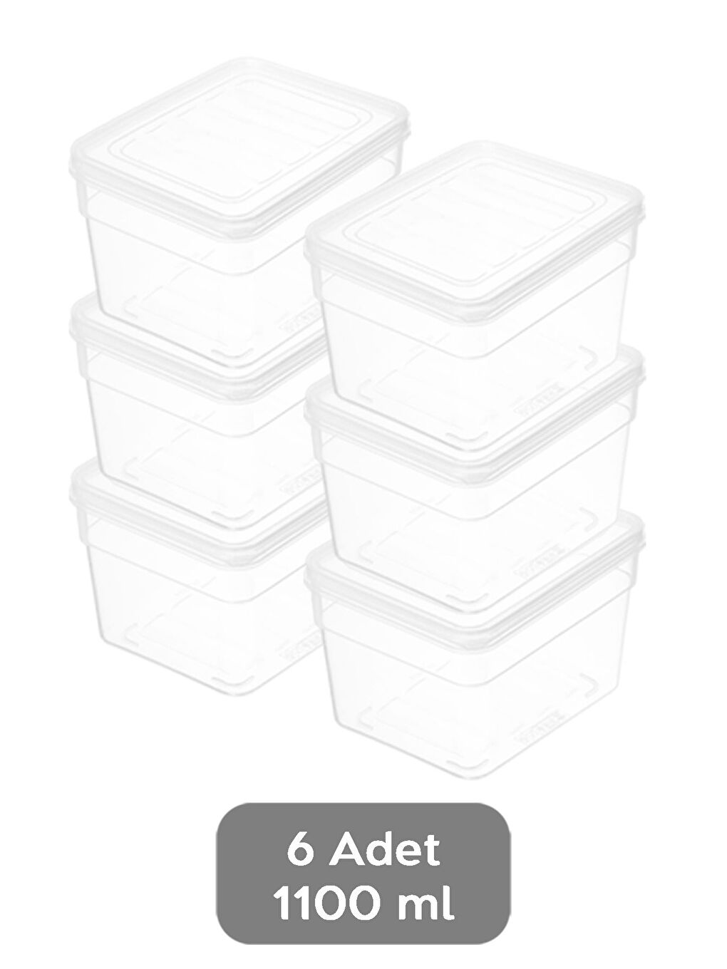 Renksiz 6'lı Derin Mikrodalga Uyu mlu Erzak Gıda Saklama Kabı Şeffaf Kapak Düzenleyici Organizer Set 1100 ml-1