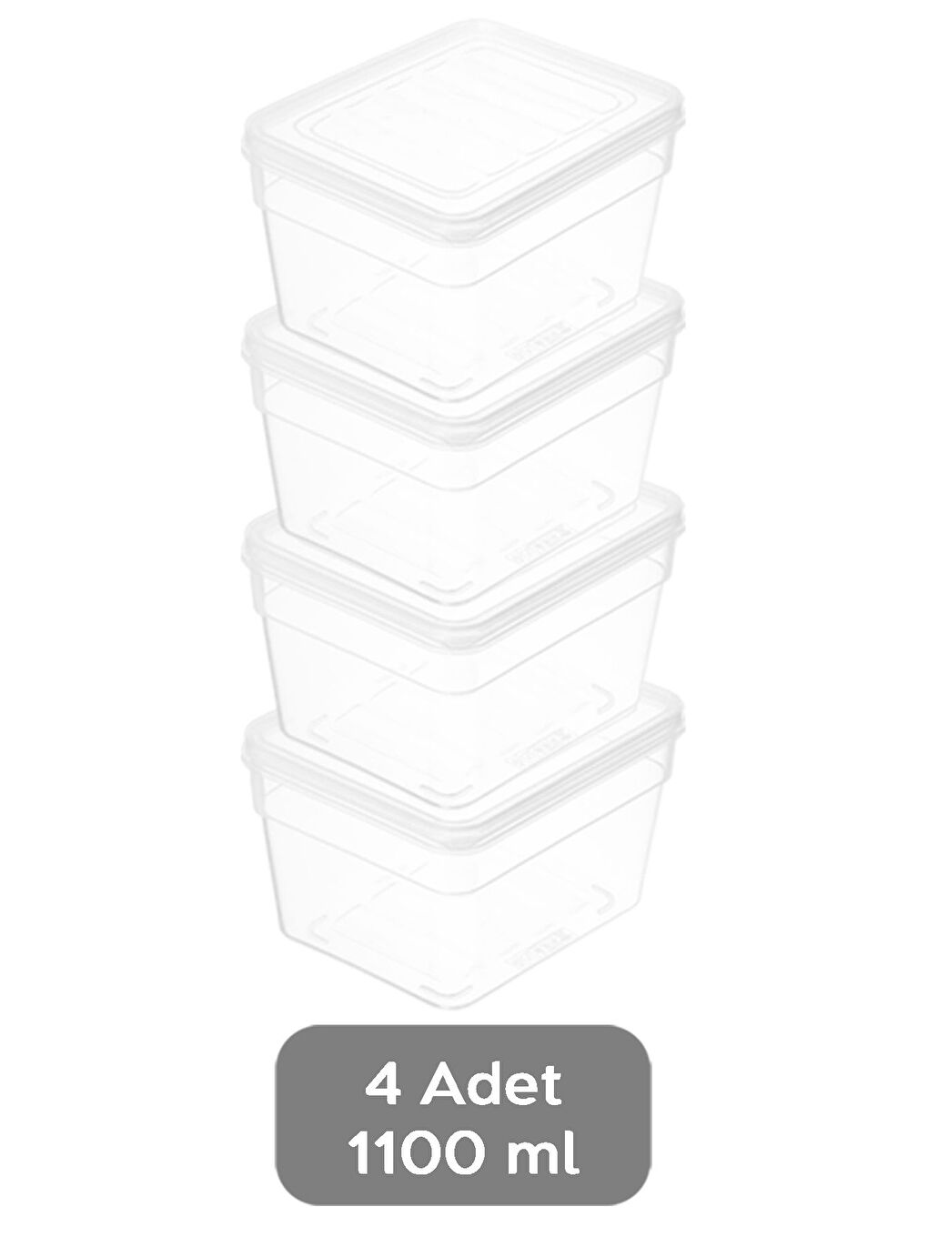 Renksiz 4'lü Derin Mikrodalga Uyu mlu Erzak Gıda Saklama Kabı Şeffaf Kapak Düzenleyici Organizer Set 1100 ml-1