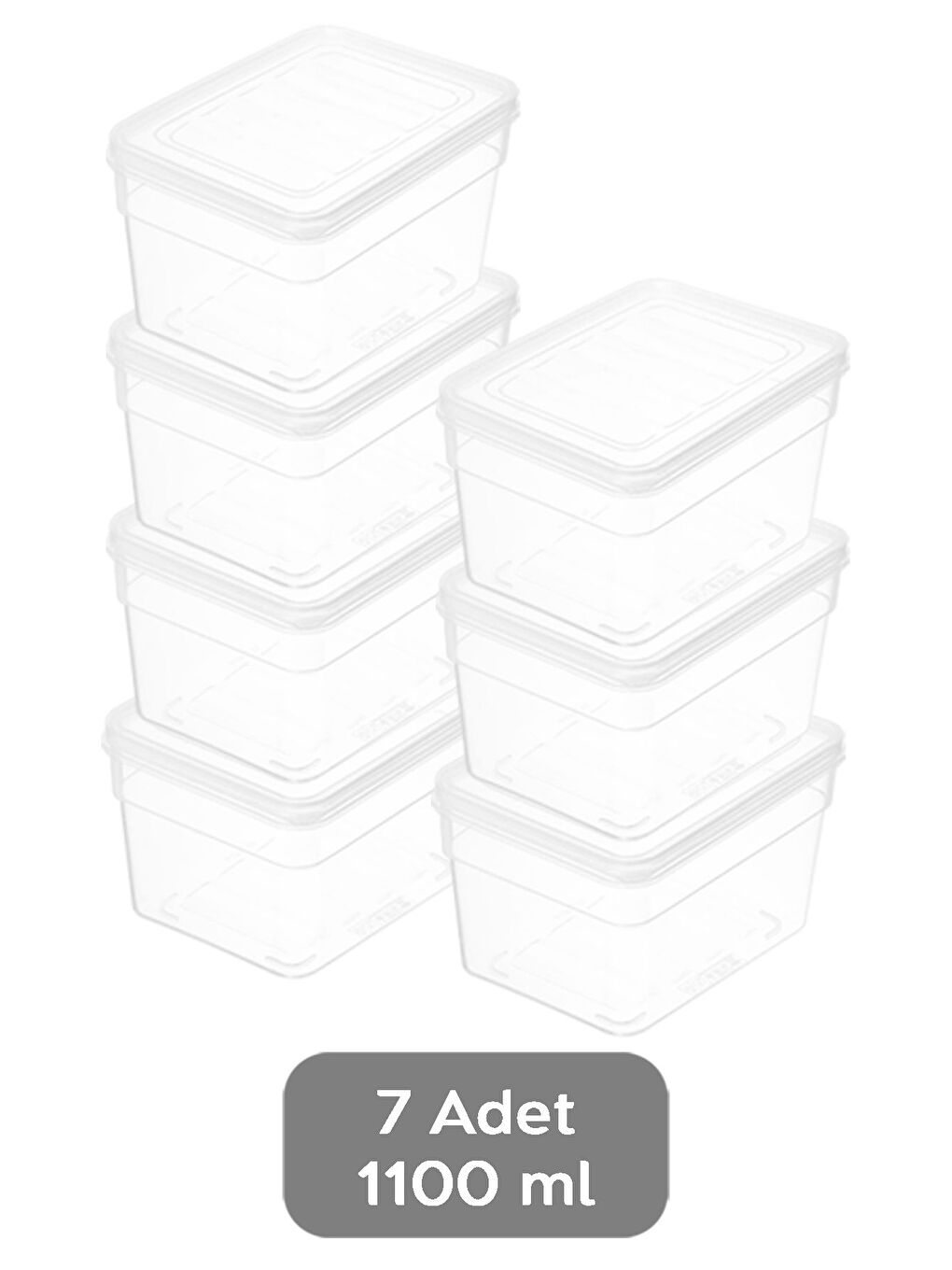 Renksiz 7 li Derin Mikrodalga Uyu mlu Erzak Gıda Saklama Kabı Şeffaf Kapak Düzenleyici Organizer Set 1100 ml-1