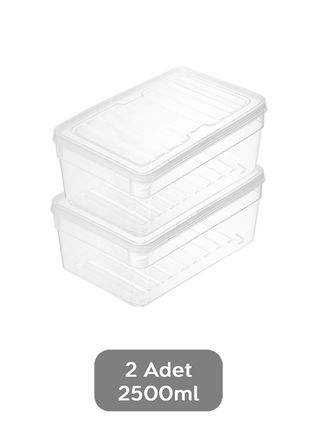 Renksiz 2'li Derin Mikrodalga Uyu mlu Erzak Gıda Saklama Kabı Şeffaf Kapak Düzenleyici Organizer Set 2500 ml-1