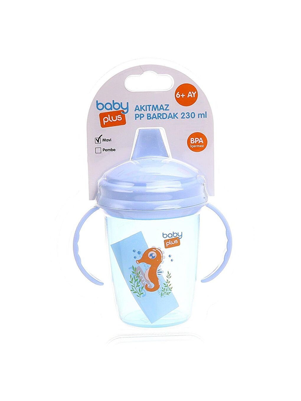 baby plus Karışık Akıtmaz PP Alıştırma Bardağı 6+ Ay 230 ml Mavi