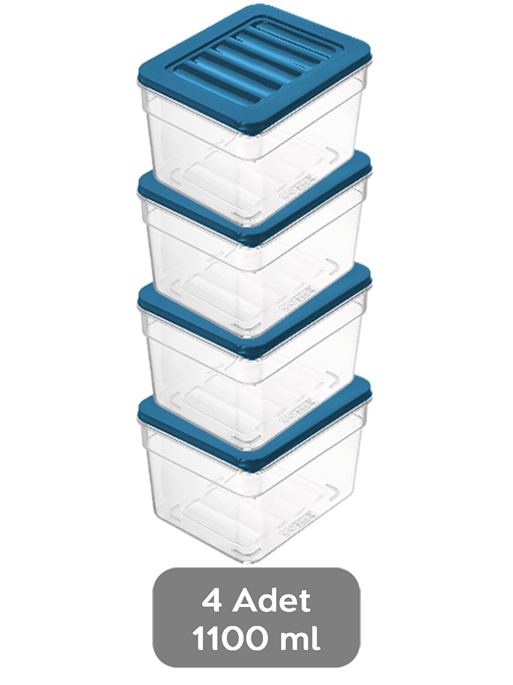 4'lü Derin Buzdolabı Organizer Set 1100 ml Mavi-1