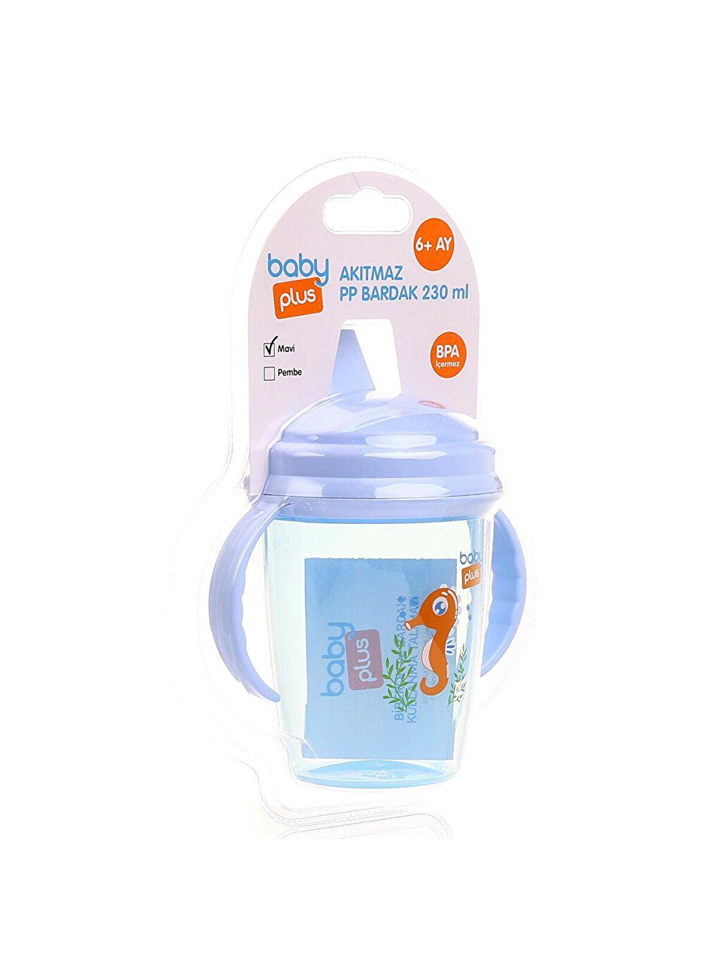 baby plus Karışık Akıtmaz PP Alıştırma Bardağı 6+ Ay 230 ml Mavi - 1