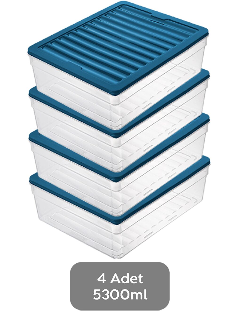 4'lü Derin Buzdolabı Organizer Set 5300 ml Mavi-1