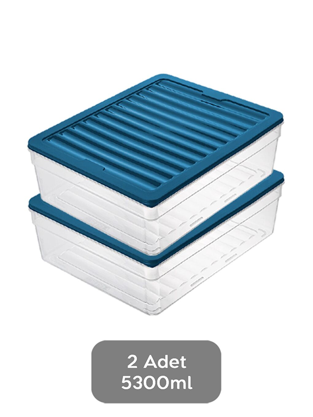 2'li Derin Mikrodalga Uyu mlu Organizer Set Düzenleyici Gıda Erzak Saklama Kabı 5300 ml Mavi-1