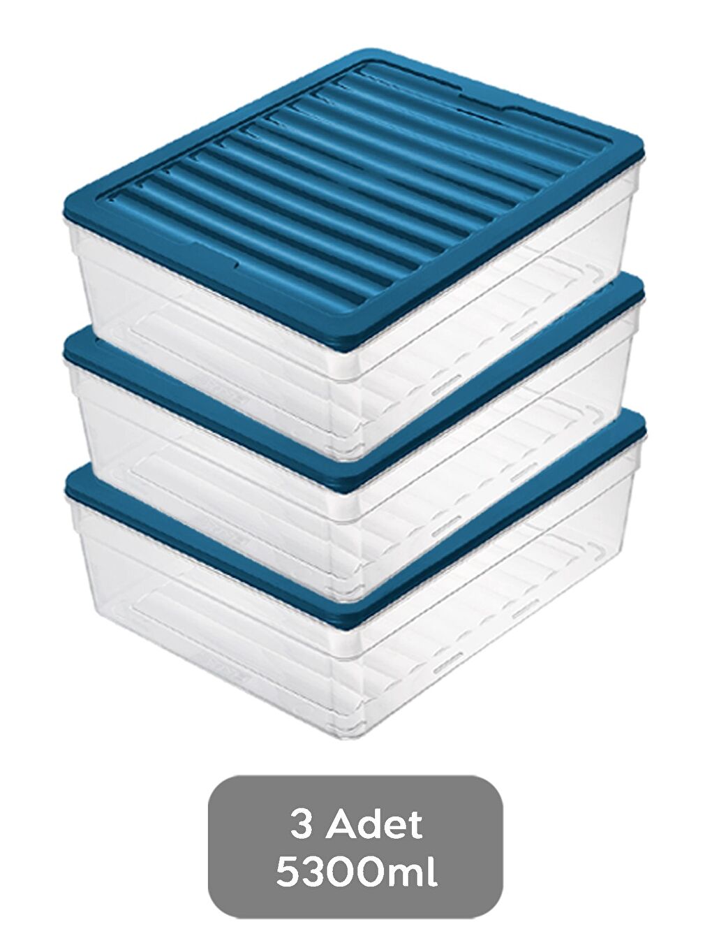 3'lü Derin Buzdolabı Organizer Set 5300 ml Mavi-1
