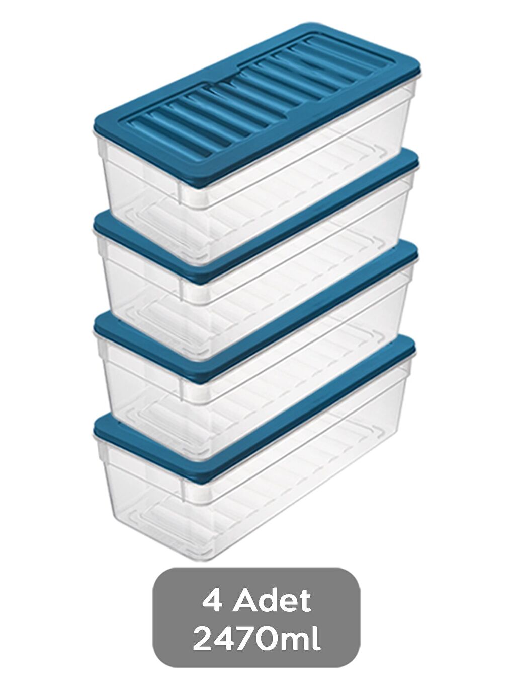 4'lü Derin Mikrodalga Uyu mlu Organizer Set Düzenleyici Gıda Erzak Saklama Kabı 2470 ml Mavi-1