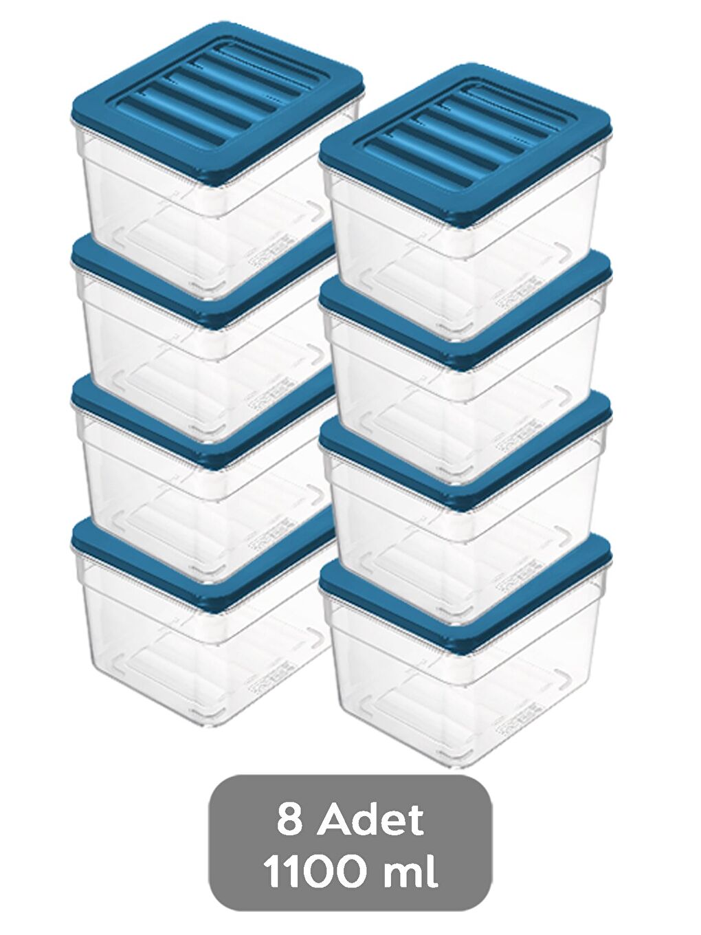 8 li Derin Mikrodalga Uyu mlu Düzenleyici Organizer Set Gıda Erzak Saklama Kabı Seti 1100 ml Mavi-1