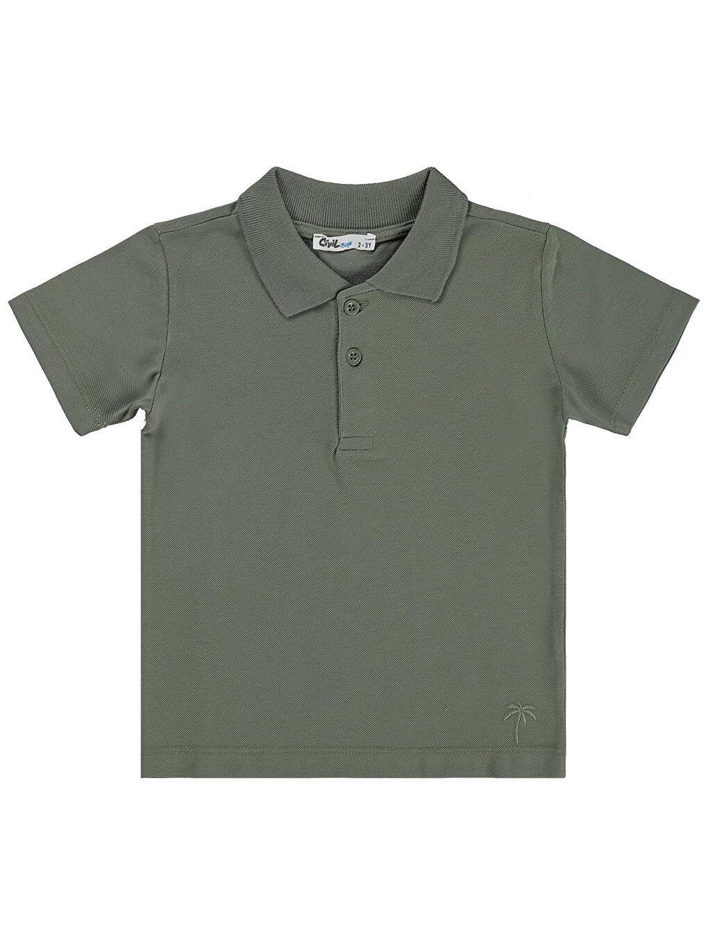 Boys Erkek Çocuk Palmiye Nakışlı Polo Yaka 2-5 Yaş Tişört - Haki