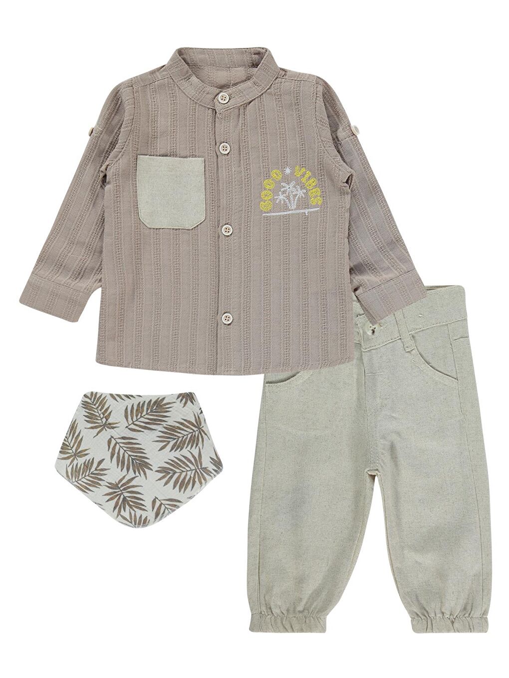 Fularlı 3 Lü 6-18 Ay Takım - Bej 12-18 Ay-3