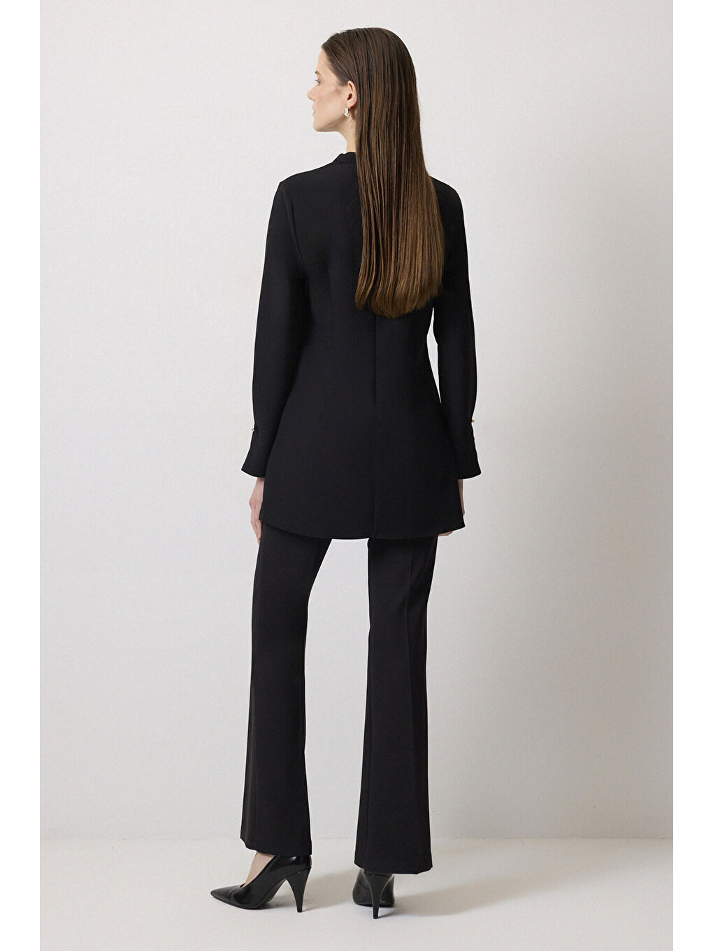 Siyah Gold Detaylı Dik Yaka Tunik-3