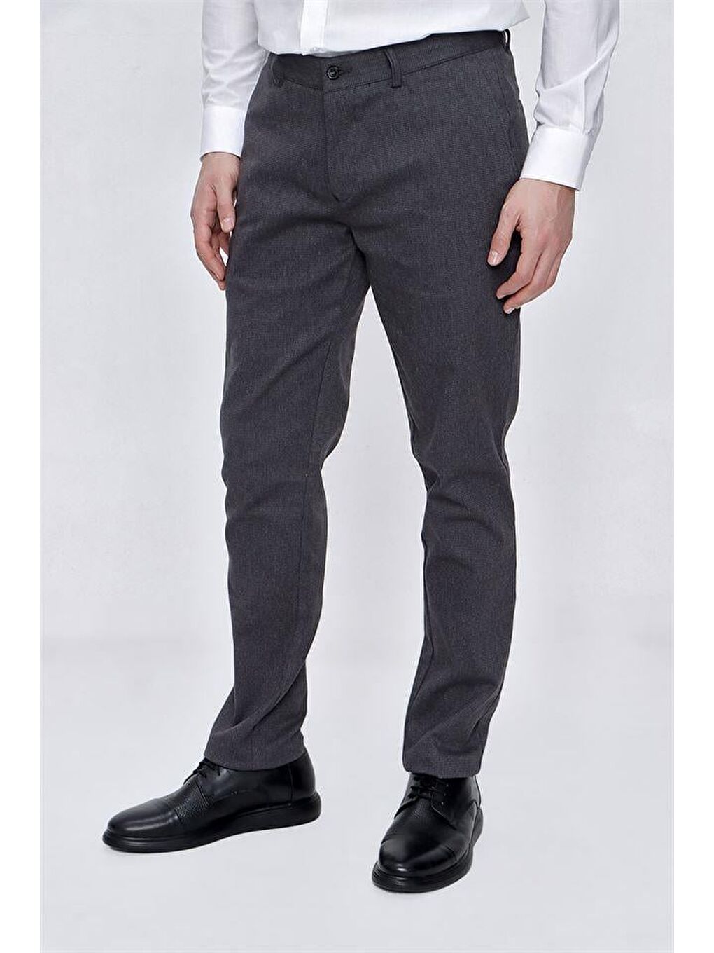 Gri Füme Pamuklu Yandan Cepli Casual Slim Fit Erkek Pantolon 1003225175-2
